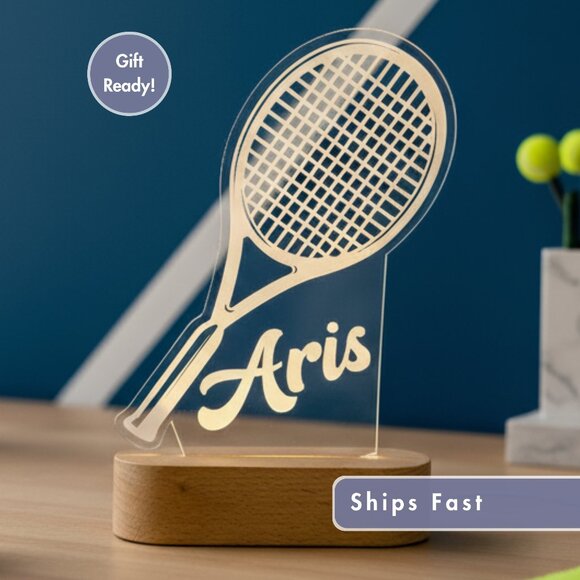 Personalized Tennis LED Night Light – Fun Sports-Themed Room Decor - Picture 1 of 8